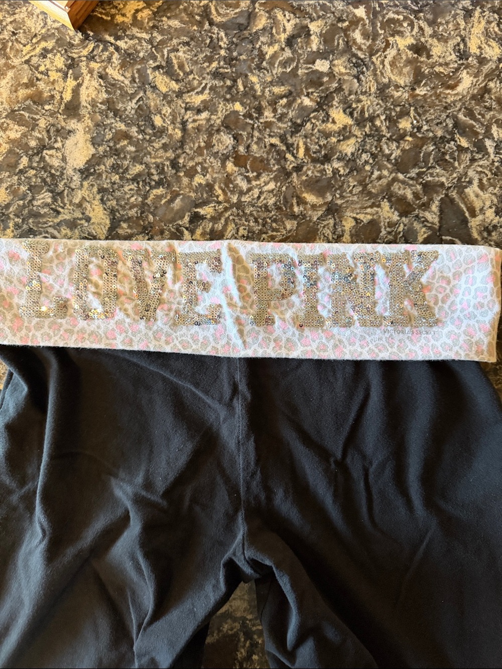 Victorias Secret Pink Sequined Yoga Pants. Large Long - Picture 4 of 6